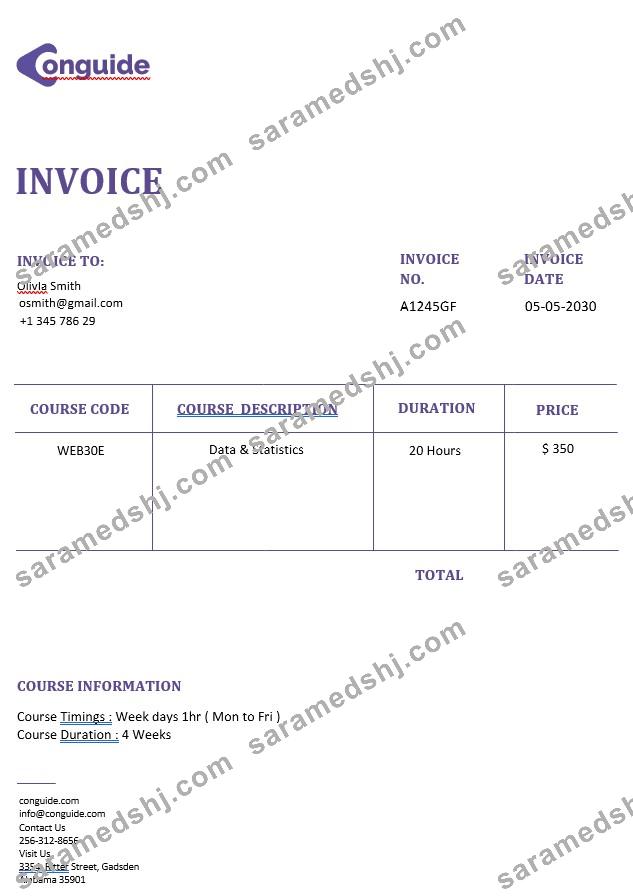 Online Courses Invoice Template